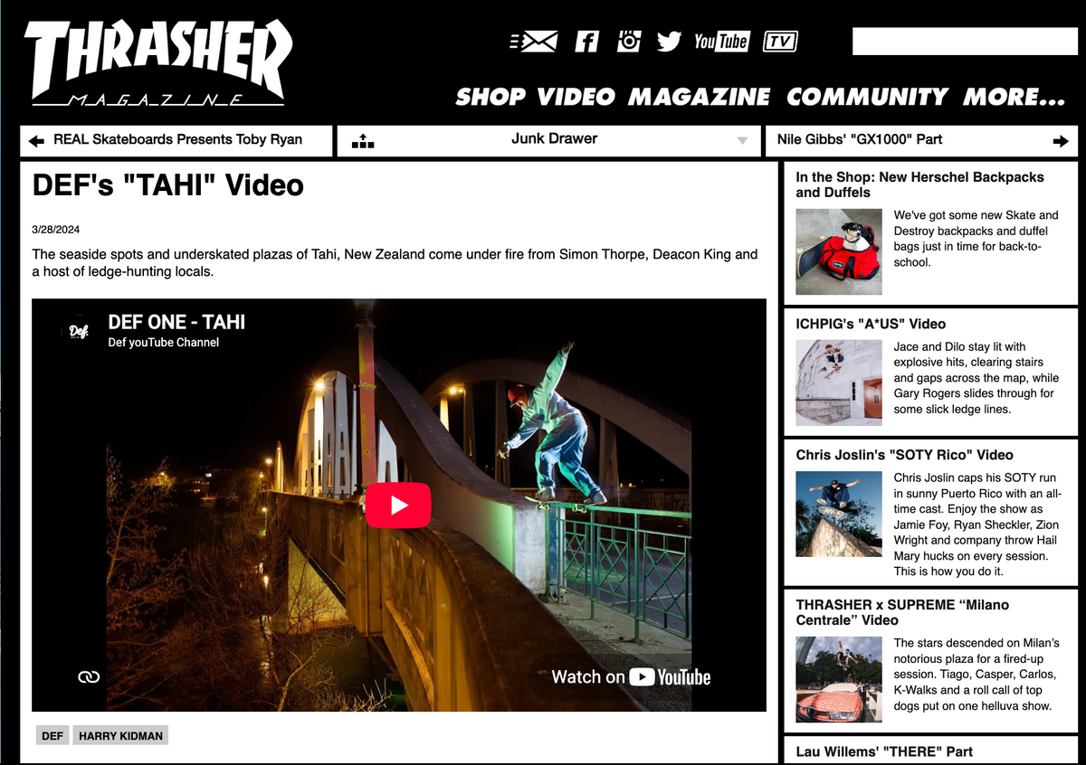DEF Tahi skate video