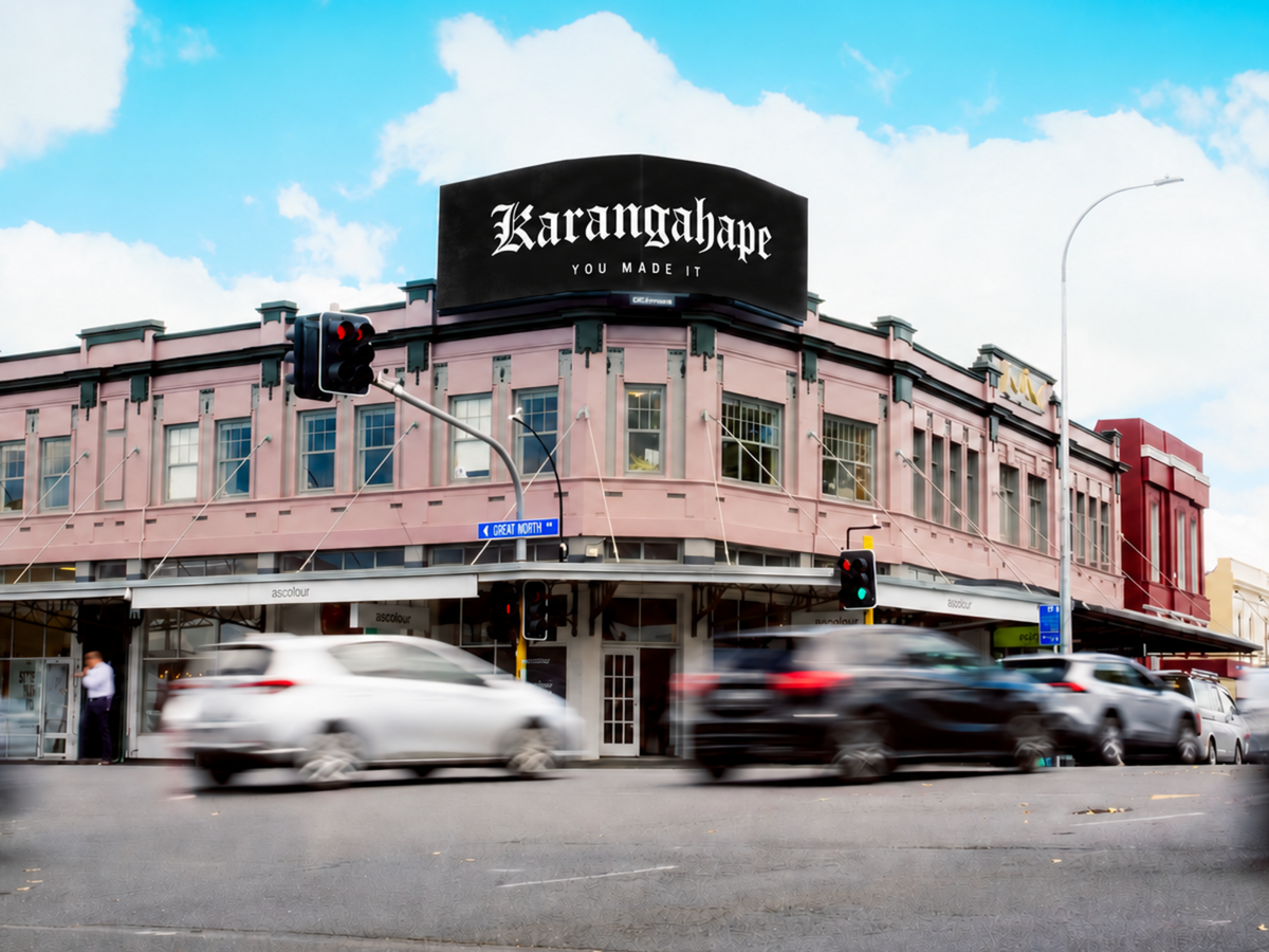 Karangahape You Made It billboard campaign on Great North Road