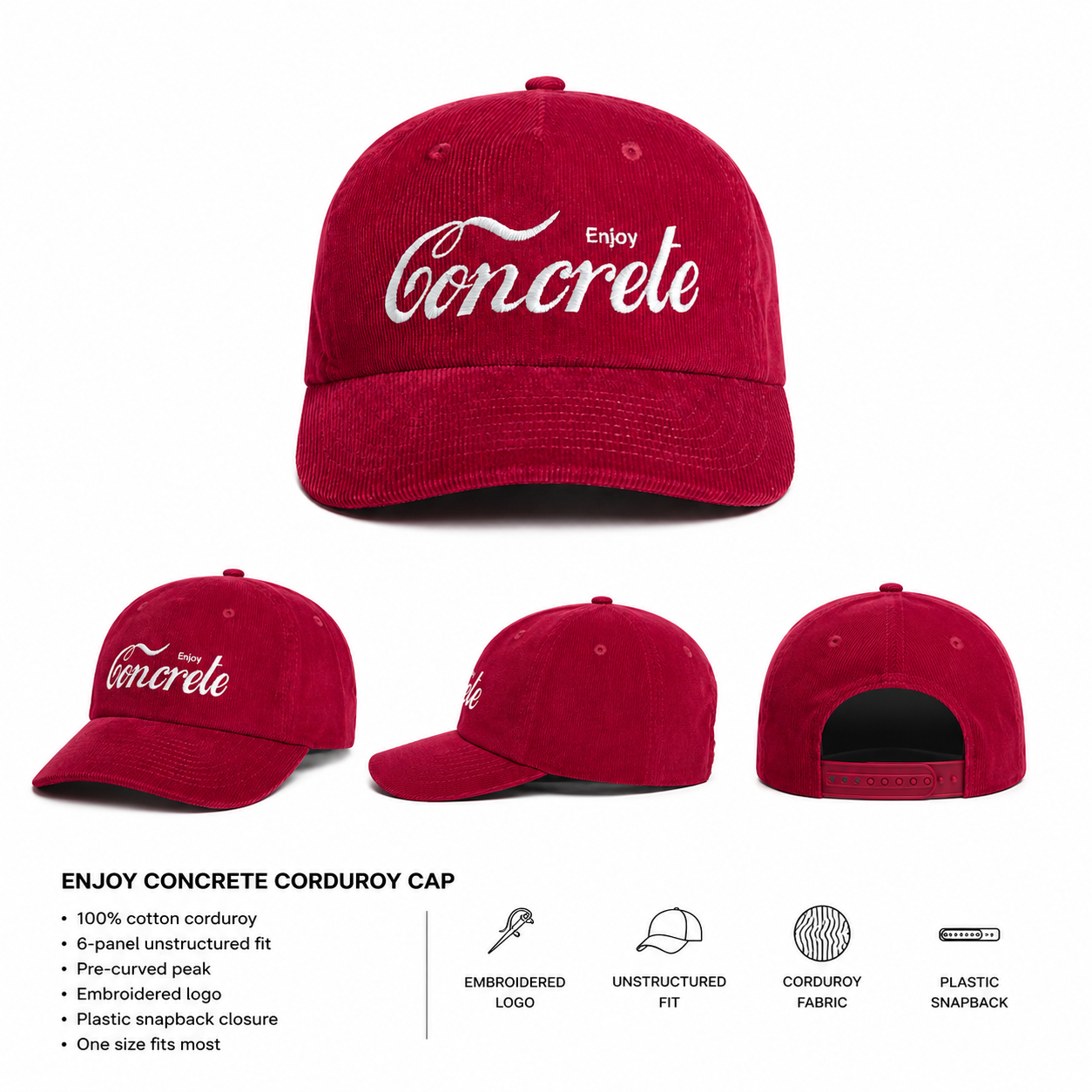 BIG FONT CONCRETE CAP RED