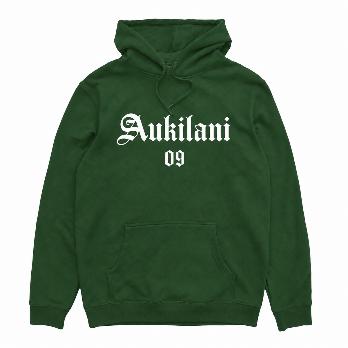Aukilani 09 hood in Bottle with white front print