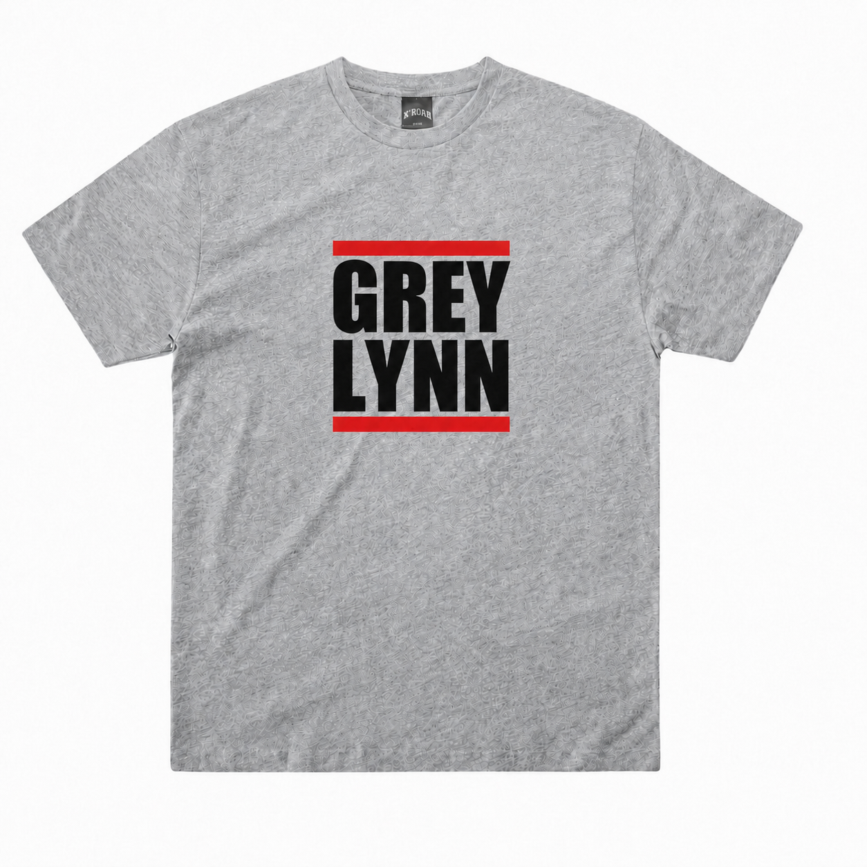 Grey Lynn grey marl tee with black and red front print