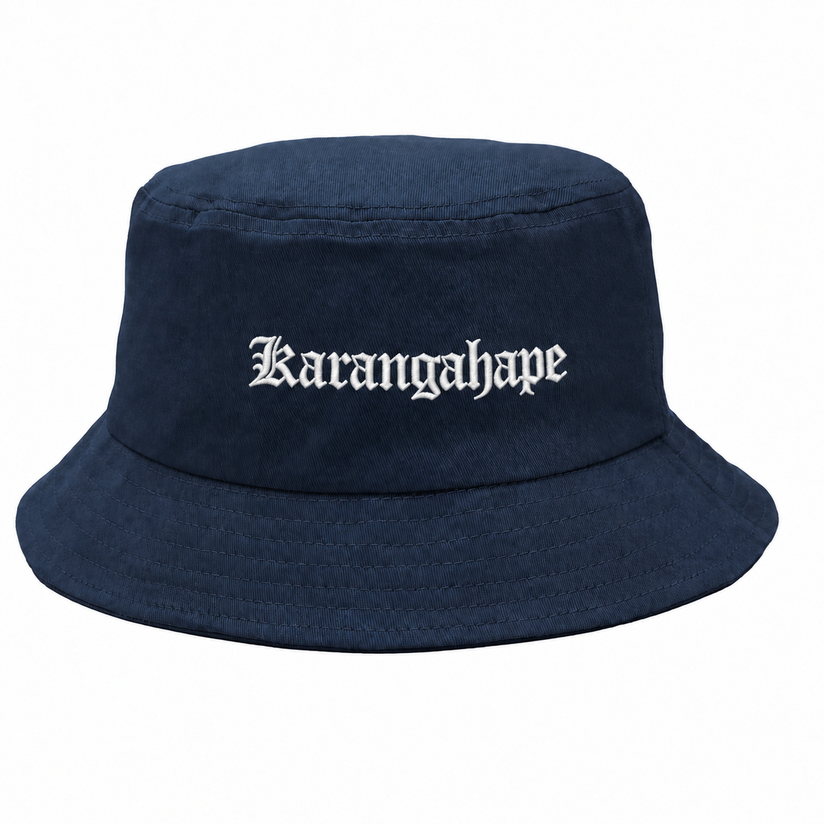 KARANGAHAPE navy bucket hat without side eyelet