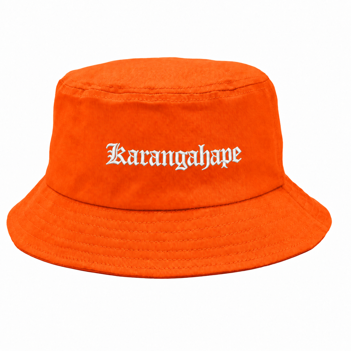 KARANGAHAPE orange bucket hat without side eyelet