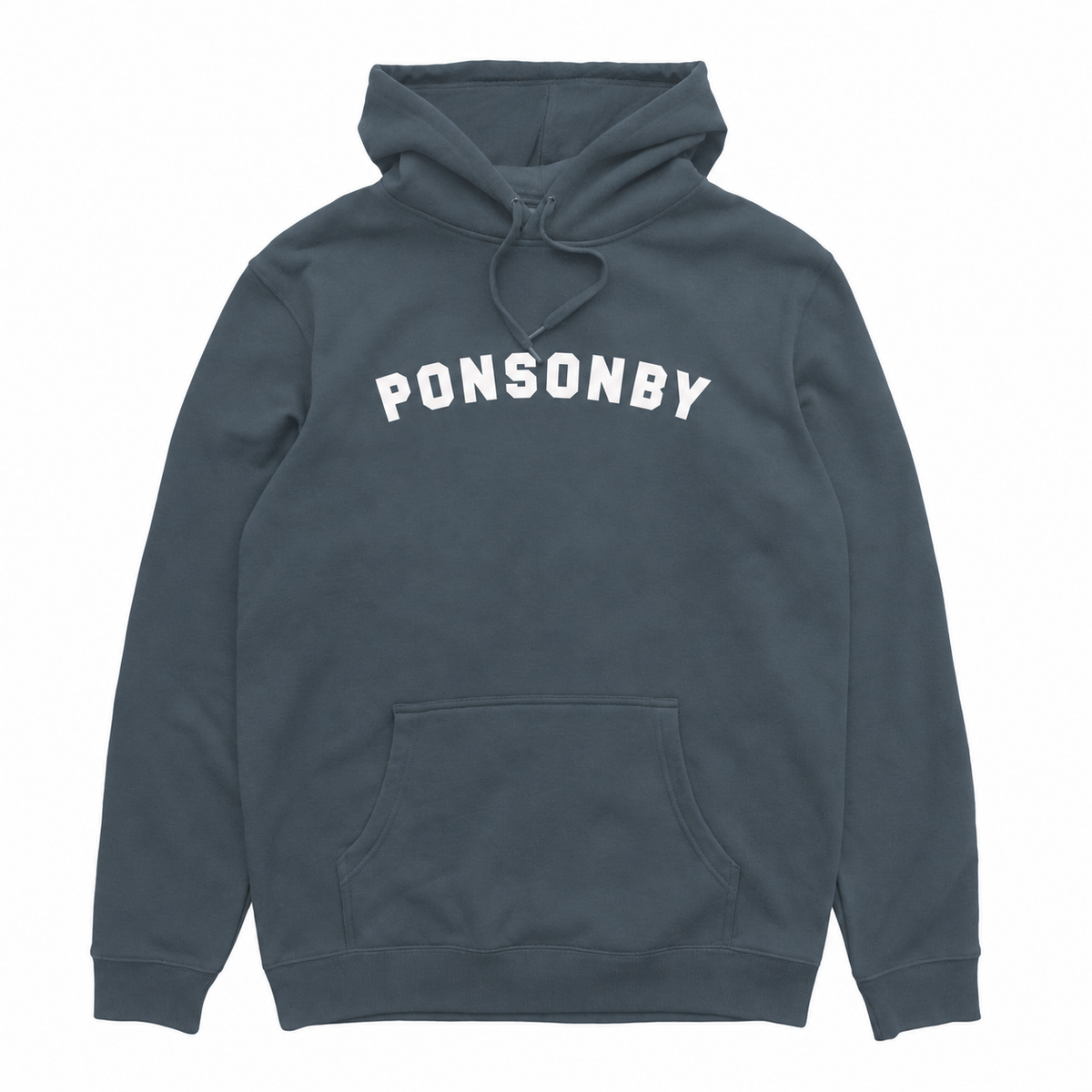 Ponsonby Arch hood in Bluestone with white front print