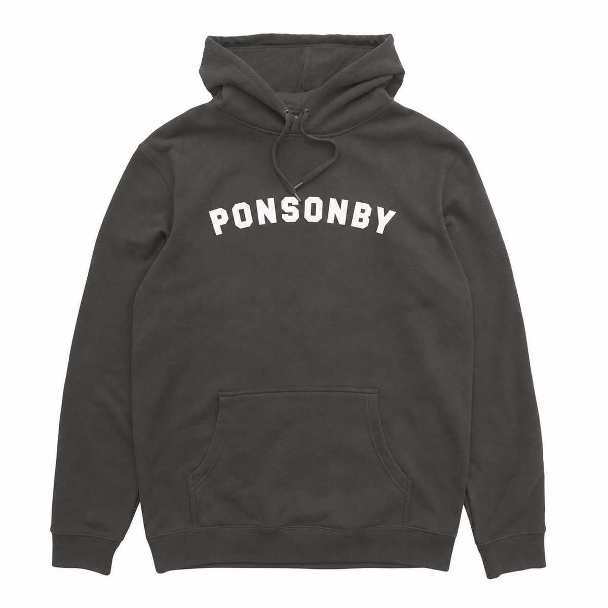 Ponsonby Arch hood in Dark Grey with white front print