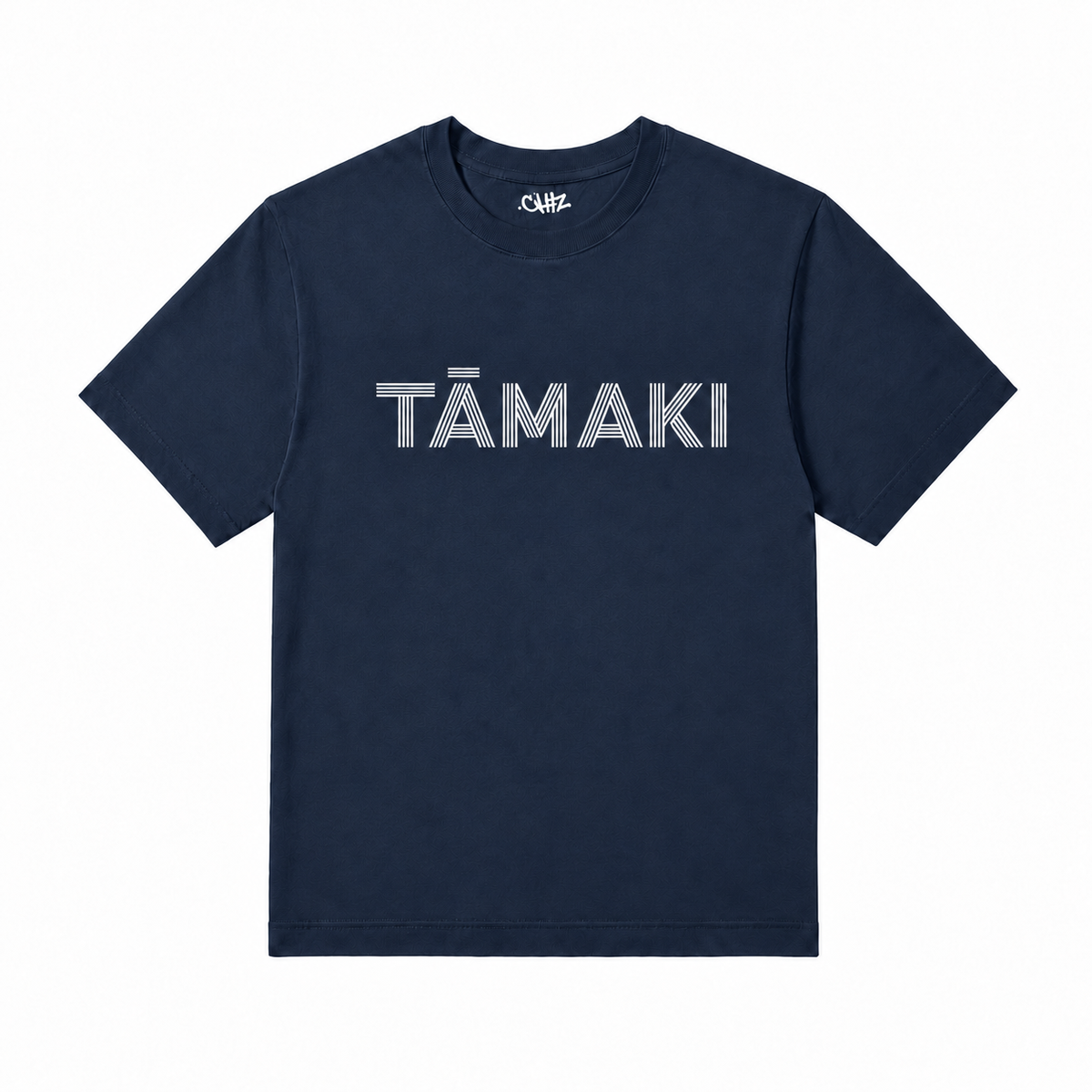 TAMAKI TEE INK BLUE with white TĀMAKI print