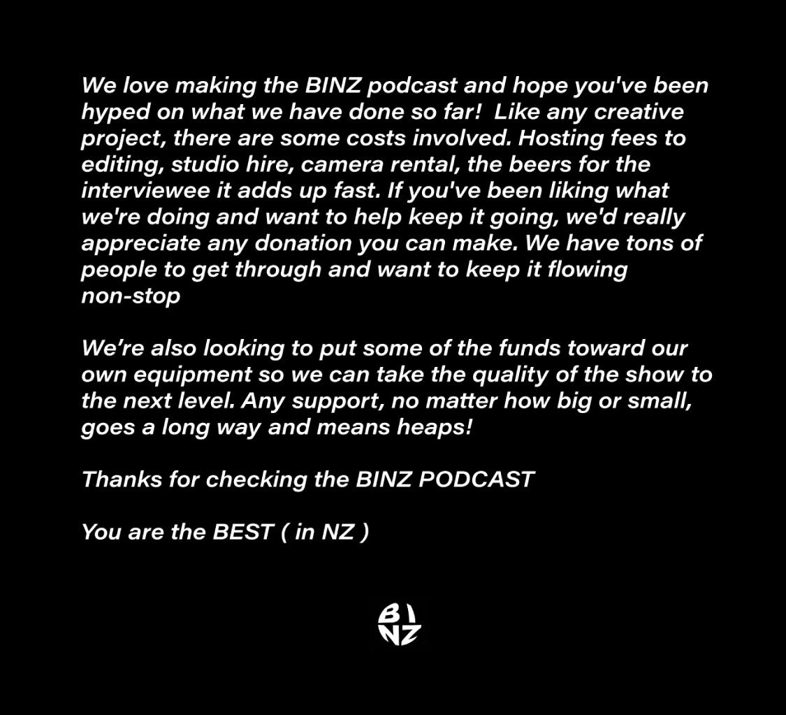 $100 BINZ production donation